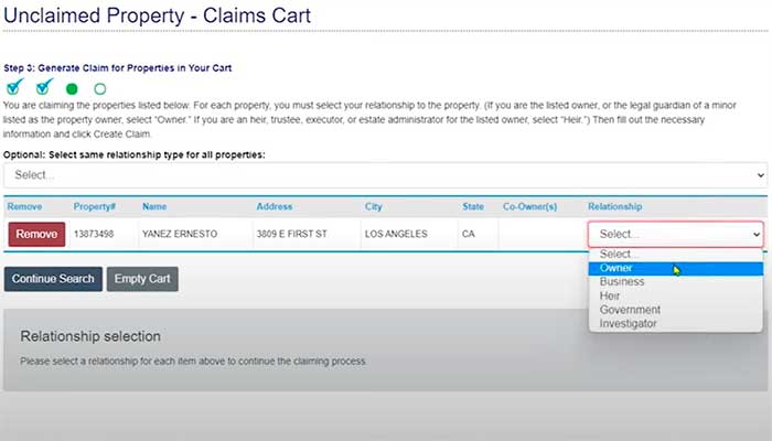 california unclaimed property carts owner