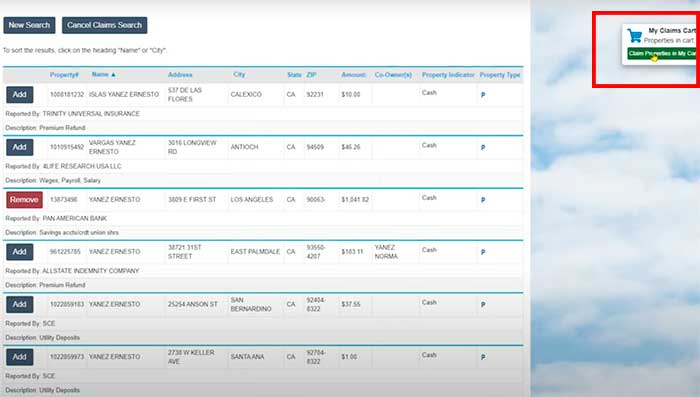 claim properties option in california