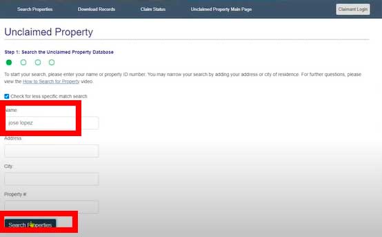 example search for california unclaimed property