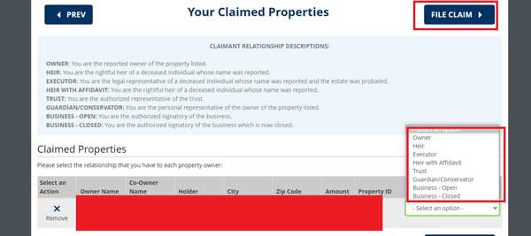 CLAIMANT RELATIONSHIP ALASKA UNCLAIMED PROPERTY