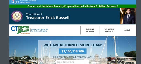 HOME PAGE CONNECTICUT UNCLAIMED PROPERTY