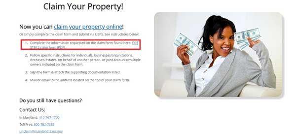 INSTRUCTIONS FOR COMPLETING UNCLAIMED PROPERTY FORM MARYLAND