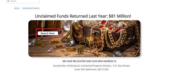 SEARCH HERE UNCLAIMED PROPERTY DIVISION UNCLAIMED PROPERTY MARYLAND