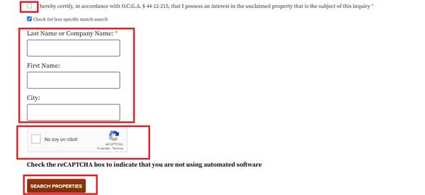 SEARCH PROPERTIES GEORGIA UNCLAIMED PROPERTY