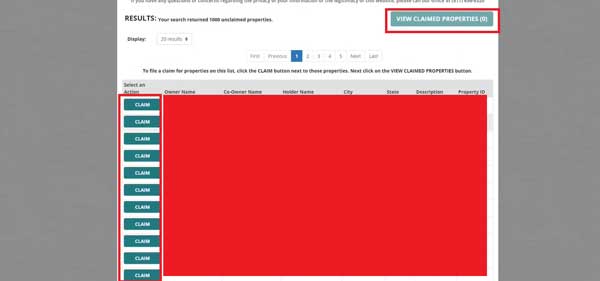 VIEW CLAIMED PROPERTIES MICHIGAN UNCLAIMED PROPERTY