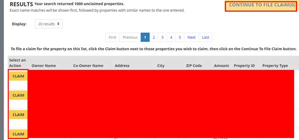 CONTINUE TO FILE CLAIM OREGON UNCLAIMED PROPERTY