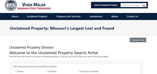 HOME PAGE MISSOURI UNCLAIMED PROPERTY