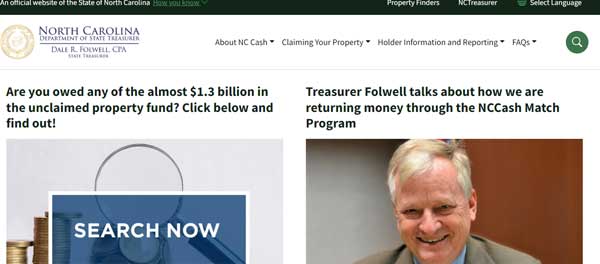 HOME PAGE NORTH CAROLINA UNCLAIMED PROPERTY