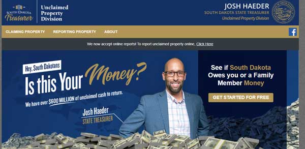 HOME PAGE SOUTH DAKOTA UNCLAIMED PROPERTY