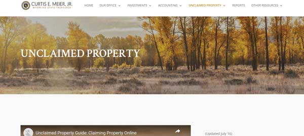 HOME PAGE WYOMING UNCLAIMED PROPERTY