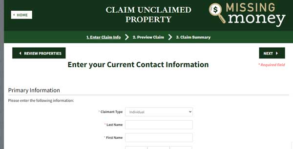 PRIMARY INFORMATION MONTANA UNCLAIMED PROPERTY