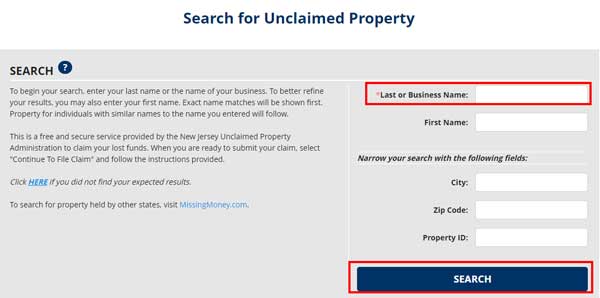 SEARCH FOR UNCLAIMED PROPERTY NEW JERSEY UNCLAIMED PROPERTY
