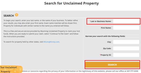 SEARCH FOR UNCLAIMED PROPERTY WYOMING UNCLAIMED PROPERTY