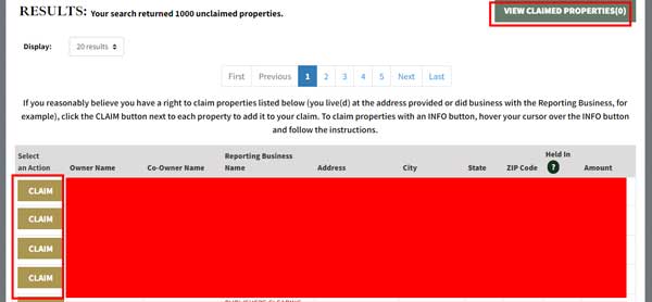 VIEW CLAIMED PROPERTIES MONTANA UNCLAIMED PROPERTY